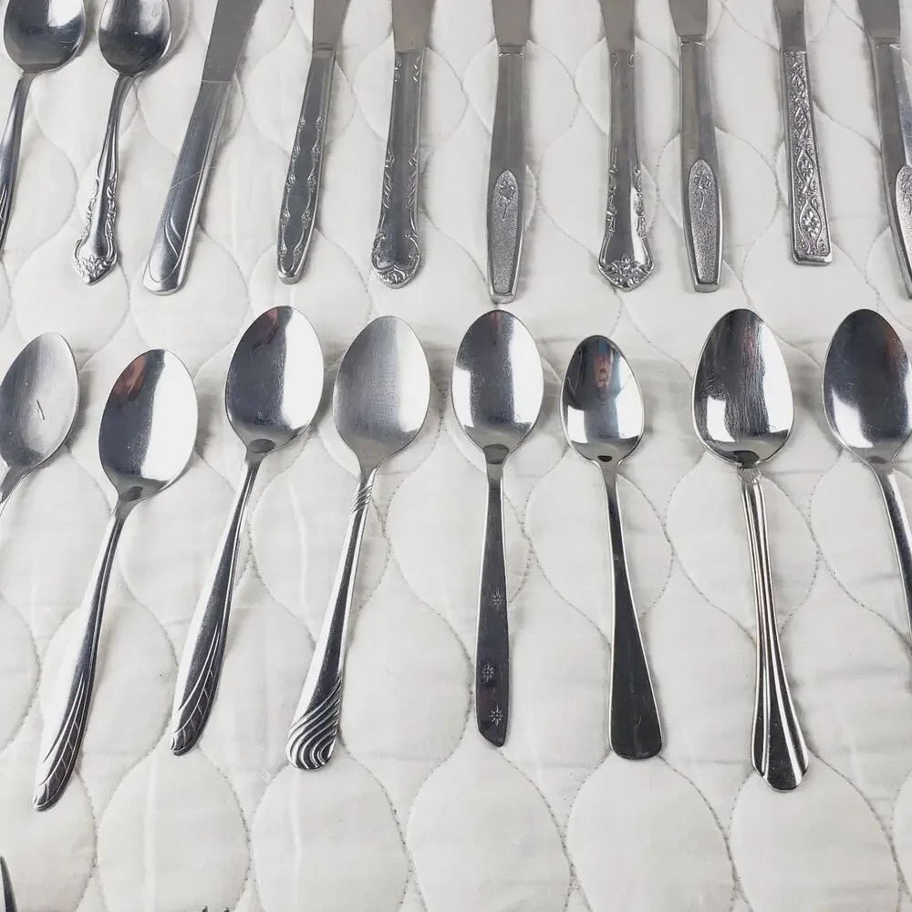Lot of Silverware 40PCS Knife Spoon Fork Stainless Steel Kitchenware Many Brands